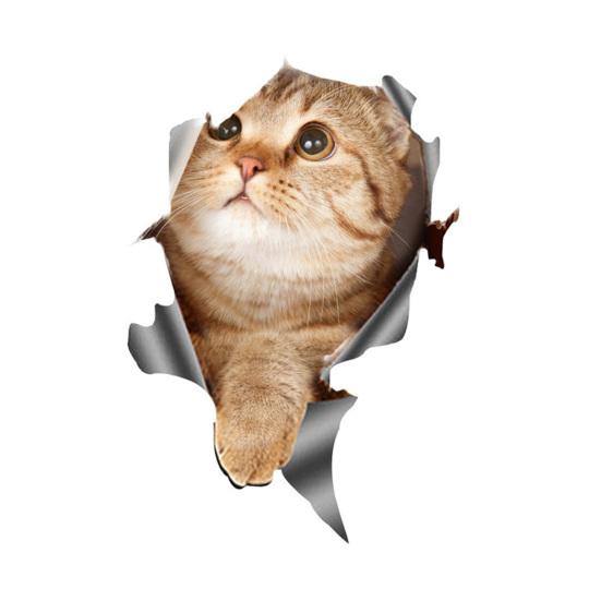 Креативная автомобильная наклейка с 3D-эффектом, водонепроницаемая, не выцветающая, из ПЭТ-материала, наклейка с милым котом для