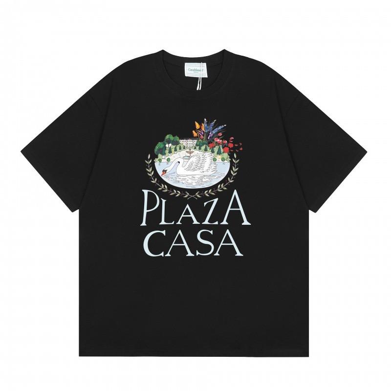 Casablanca Streetwear SS Cotton Short Sleeve T-Shirt Men Women Loose Fit Crew Neck Tee With Letter Print
