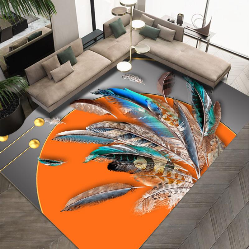 3D современный простой ковер с принтом из перьев для гостиной, полный коврик для спальни, одеяло для кровати, учебный стол и коврик для стула