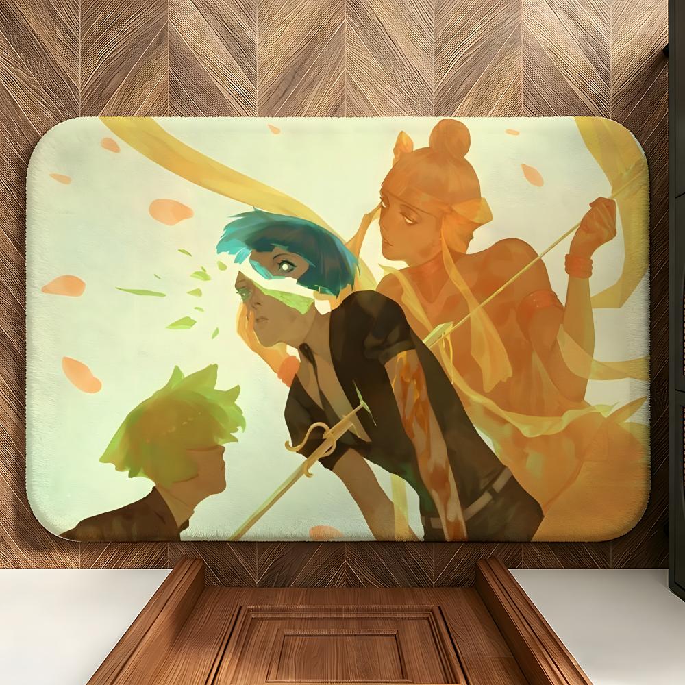 Anime L-Land of the Lustrous Floor Mat Soft Flannel Floor Mat Suitable for Entryways, Living Rooms, Bedrooms, and Bathrooms
