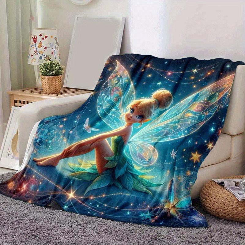 1pc Tinker Bell Printing Blanket - Soft, All-Season Throw for Office Blanket, Car, Travel