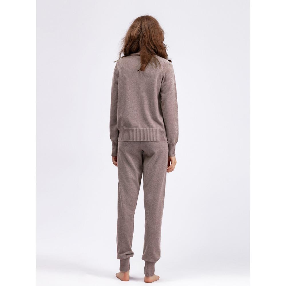 QICED Повседневный и модный осенне-зимний трикотажный комплект из двух предметов с высоким воротом и однотонным свитером