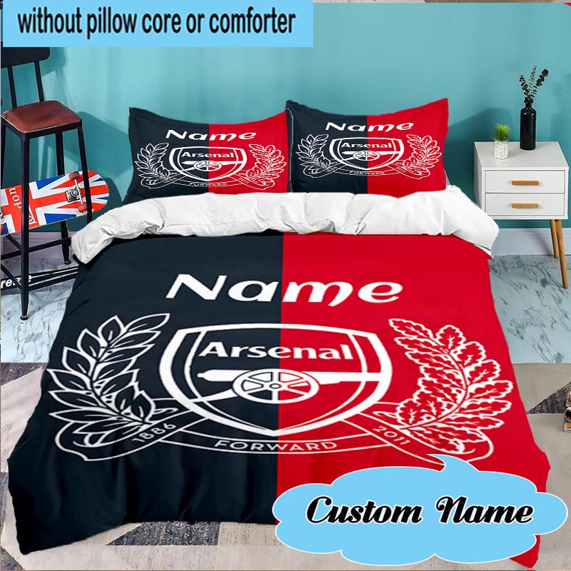 Custom Name Nassr FC Crest Bedding Set 3pcs, Bedding Set Including 1pc Duvet Cover And 2pcs Pillowcases for Bedroom, Dormitory Gift