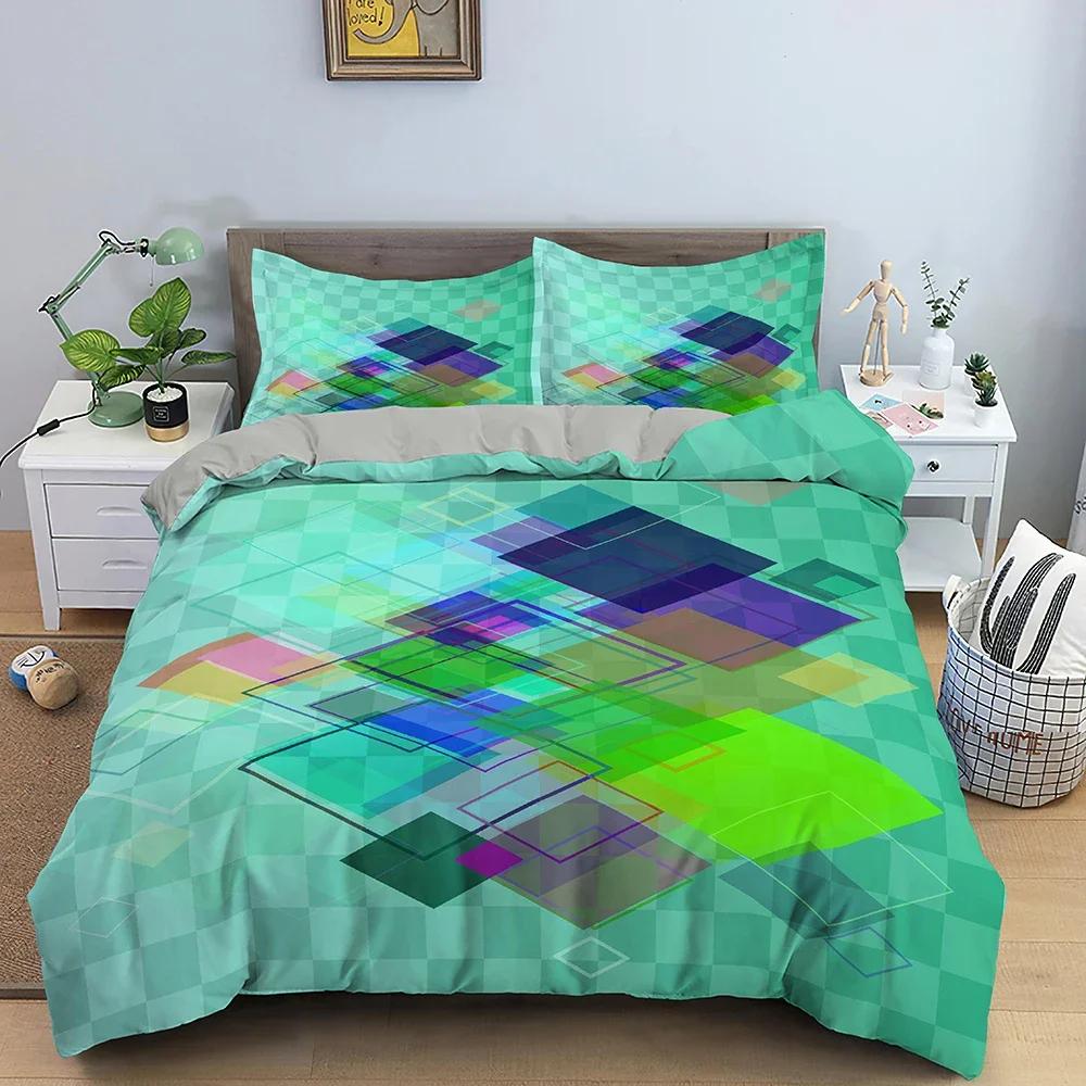 Geometry Colorful Pattern Comfortable Duvet Quilt Cover Pillowcase Bedding Set Children Bedroom Decoration Home Textile