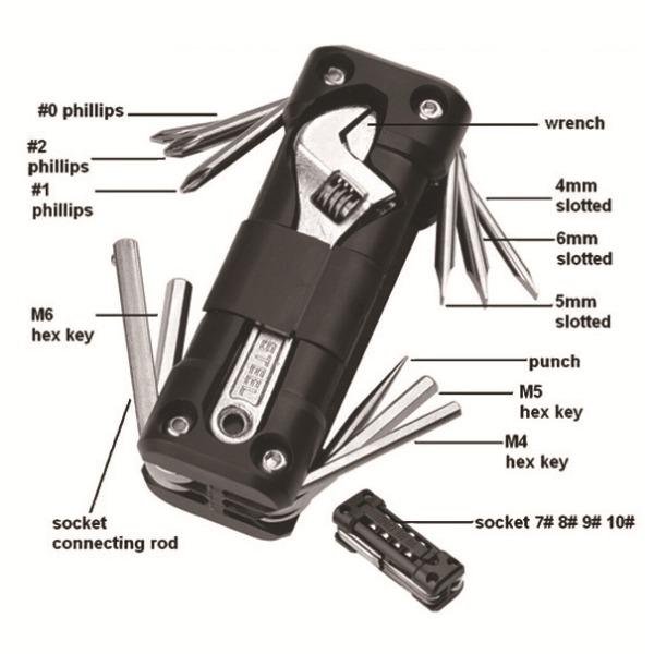 Multi functional combination tool, outdoor camping bicycle motorcycle tool