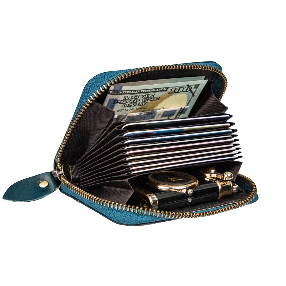 Jiameida Мужской ретро кожаный кошелек для ключей и монет на молнии - Вместительный держатель для карт