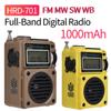 HRD-701 Аварийное радио Полнодиапазонное цифровое радио Сабвуфер Bluetooth 5.0 Динамик TF Музыкальный плеер 1000 мАч FM MW SW WB Приемник