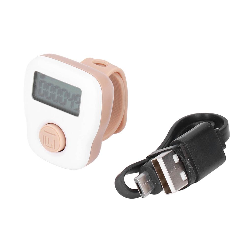 Ring Counter White Manual Luminous Ring Type USB Rechargeable Sweat Proof Silicone Counter