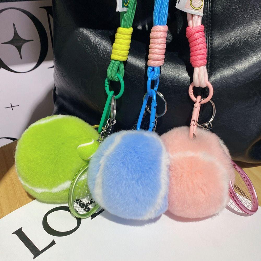 Backpack Hanging Tennis Ball Plush Pendant Plush Plush Tennis Keychain  Car Decoration