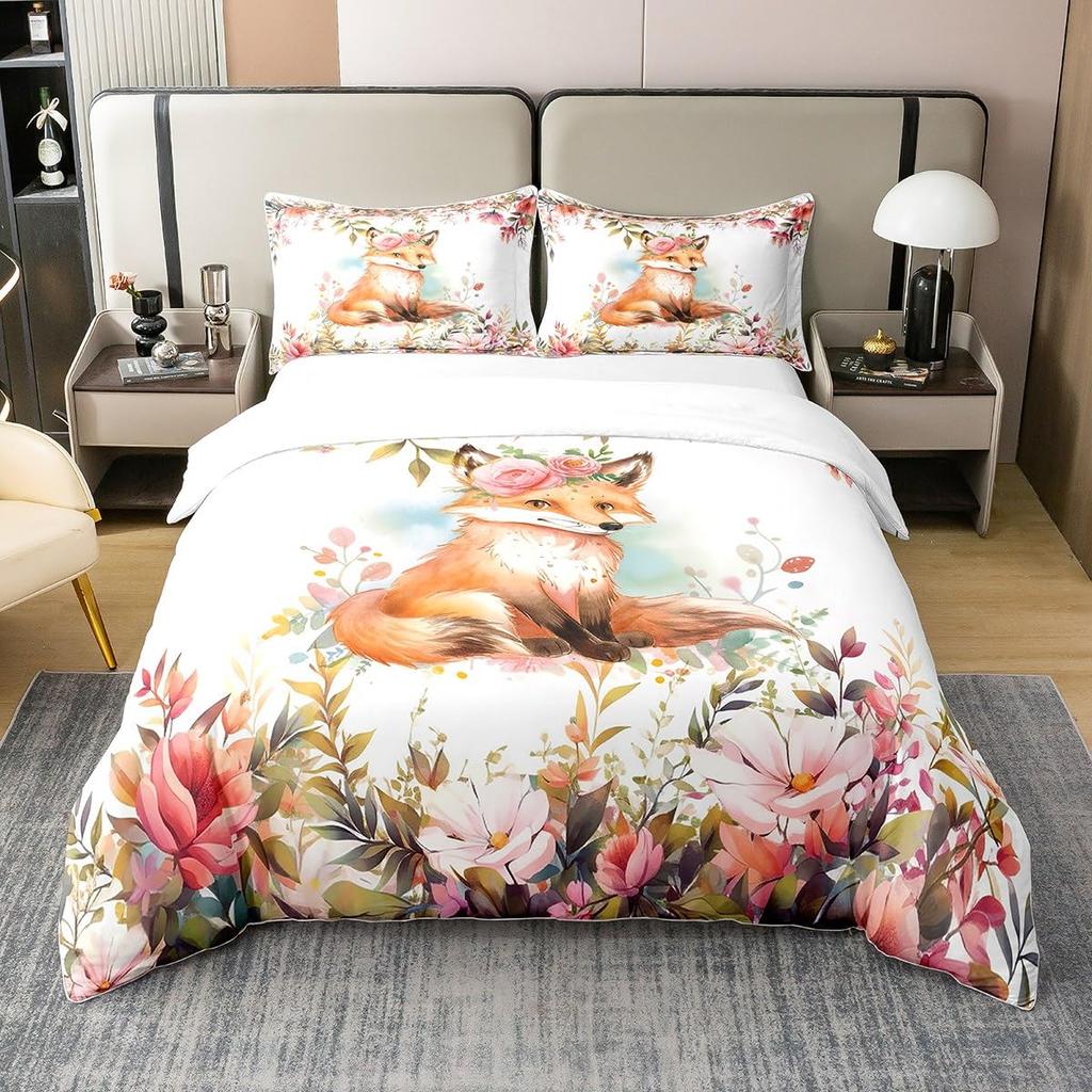 Fox Duvet Cover Sets For Kids Teens Quilt Covers Lightweight Down Room Decor Queen King Size 2 Pillowcase 1 Duvet Cover No Quilt
