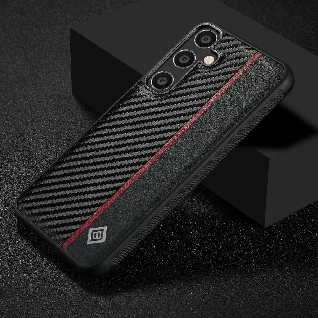 LC.IMEEKE For Samsung Galaxy S25 FE Case Carbon Fiber Texture Leather+TPU+EVA Phone Cover