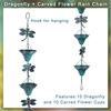 Vindar 2.6m Dragonfly Iron Retro Gutter, Antique Sky Blue, 10pcs Flower Cups, 10pcs Dragonfly Decorative Gutter Chain