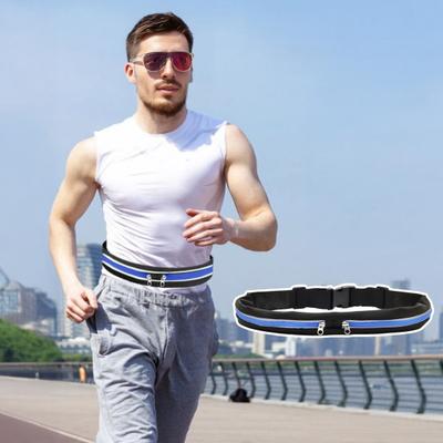 Спортивный беговой пояс со светоотражающими полосками, фитнес-рюкзак с двумя карманами, портативный эластичный пояс, поясная сумка для занятий на открытом воздухе, велоспорт
