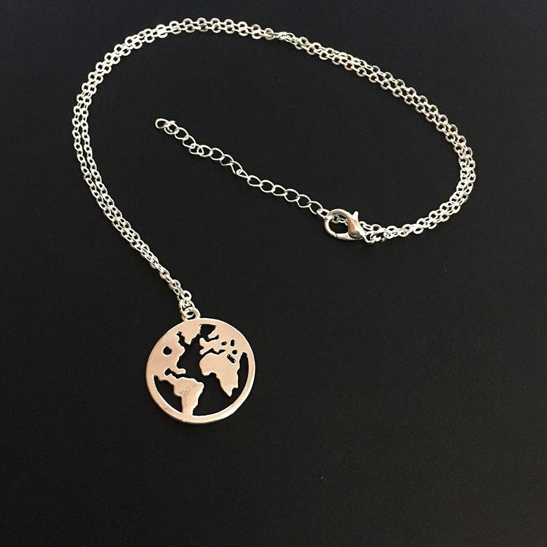 Ожерелье с картой мира в виде глобуса, подарочные подвески с выемками в виде Земли, персонализированное модное ожерелье, лучшие ювелирные изделия AVE