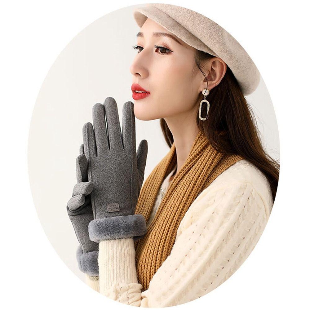 Thick Winter Gloves Velvet Women Mittens Skiing Plush Gloves  Girls