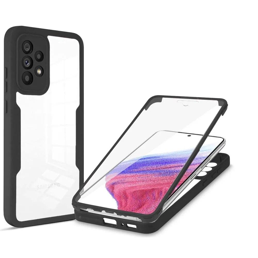 Двусторонний прозрачный чехол на 360 градусов для Samsung Galaxy iPhone Xiaomi Redmi Note POCO OPPO Pixel, объектив камеры, экран, полная защита, чехол для телефона