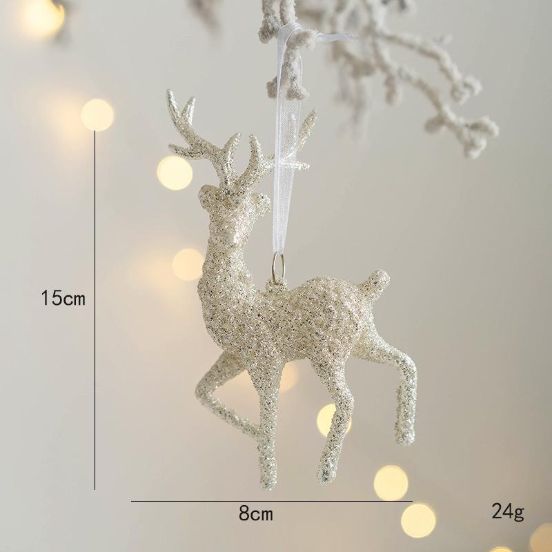 New Christmas Tree Decorations Pendant Xmas Tree White Elk Snowflake Ornaments Home Hanging Decoration 2025 New Year Party Decor