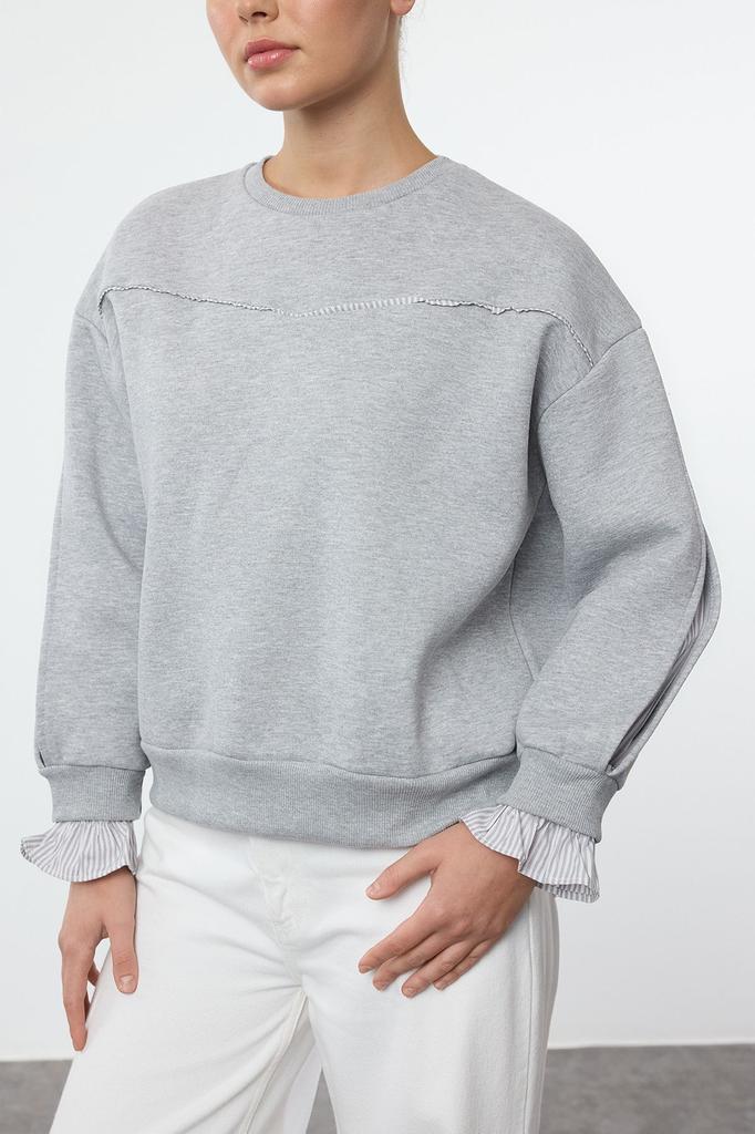 Женская модная стильная толстовка темно-синего цвета, детальная, непринужденная, удобная посадка, вязаная толстая флисовая толстовка с внутренней стороны