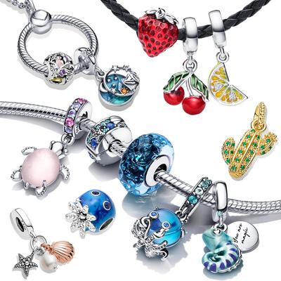 Подвеска из стерлингового серебра 925 пробы, романтическая розовая любовь, фиолетовый камень, подходящий для модного браслета для женщин, изготовление ювелирных изделий своими руками