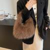 Autumn and Winter Plush Shoulder Handbag Crescent Bag Fashionable Armpit Bag Cute Ladies Wallet