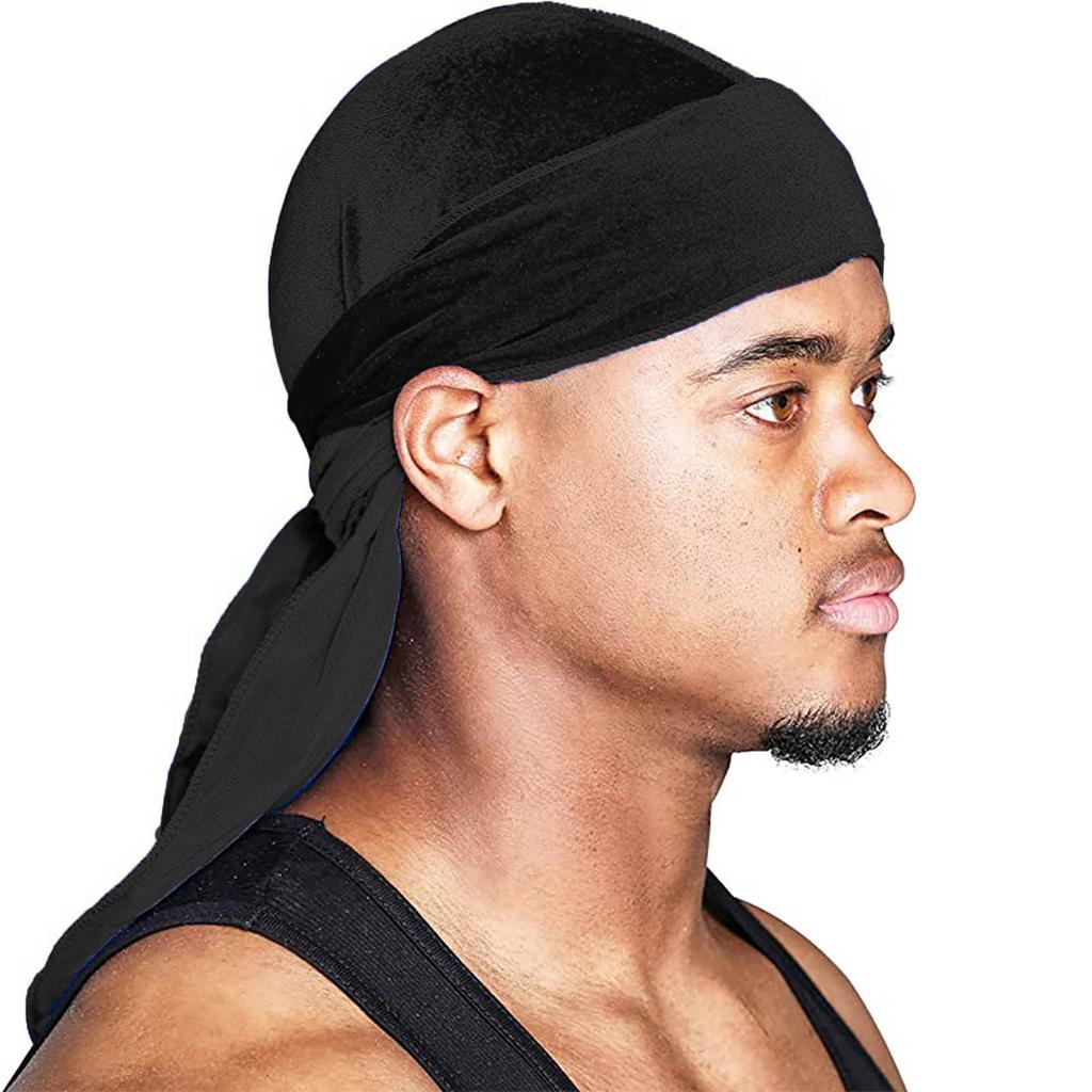 Men's And Women's Satin Elastic Hat Velvet Long Tail Pirate Hat Hip Hop Oversize Bandana Hat
