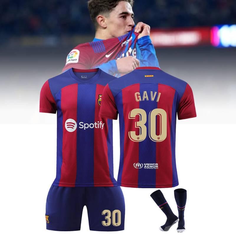 Премиальный домашний футбольный комплект «Барселоны» 2324 9 Левандовски 7 Де Йонг 8 Педри 30 Гави Джерси