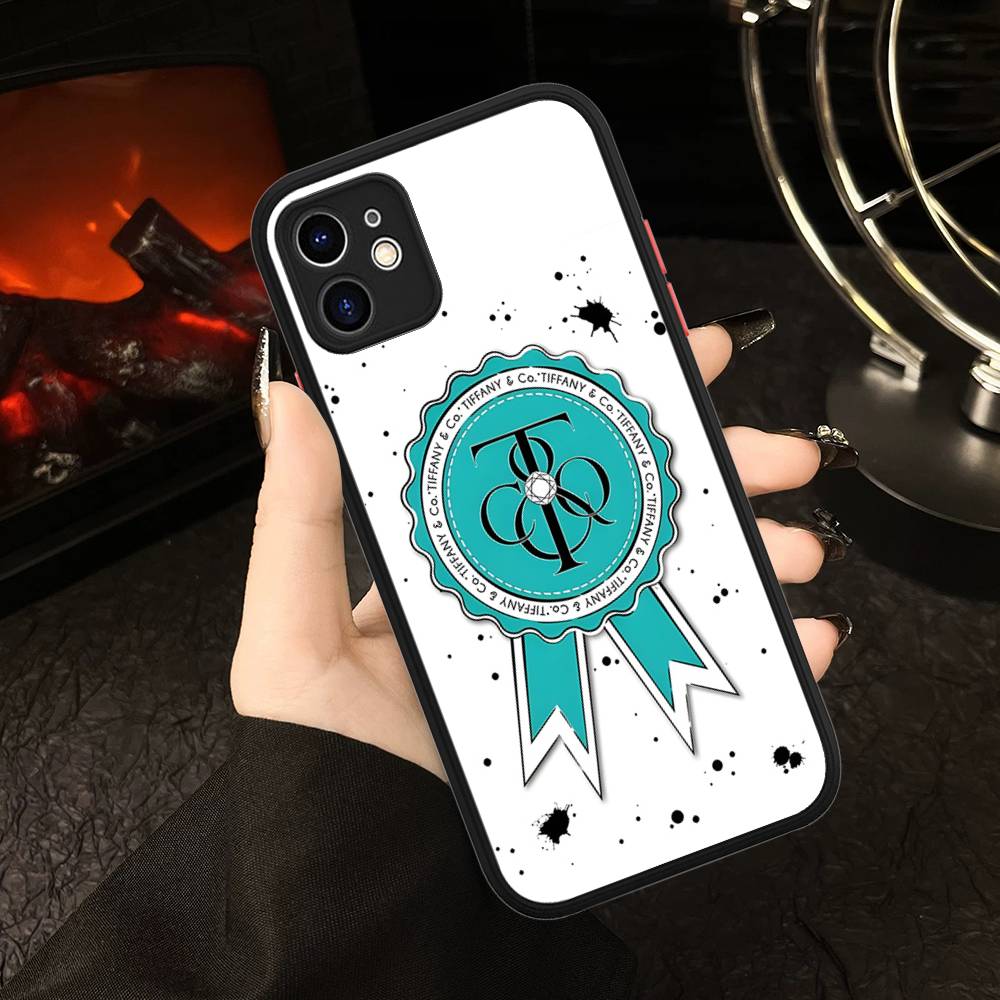 Эстетичный Синий T-Tiffany Матовый Прозрачный Чехол для Телефона для Чехла IPhone 16 15 14 13 12 11 Pro Max X XS Max Plus