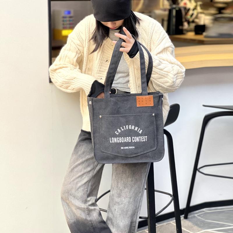 Women's Bag Casual Canvas Bag Korean Printed Tote Bag Fashion Large Capacity Shoulder Bag