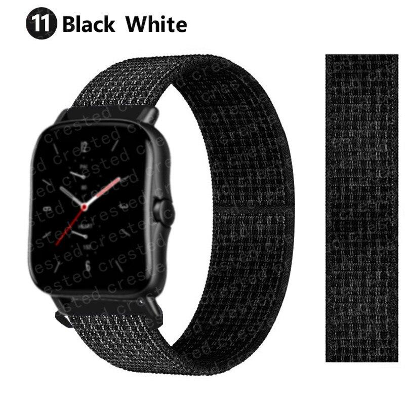 Нейлоновый ремешок 20 мм/22 мм для Amazfit GTS/2/2e/GTS2 Mini/GTR 42 мм/47 мм/GTR2/2e/stratos 2/3, спортивный ремень с петлей, браслет, ремешок Amazfit bip