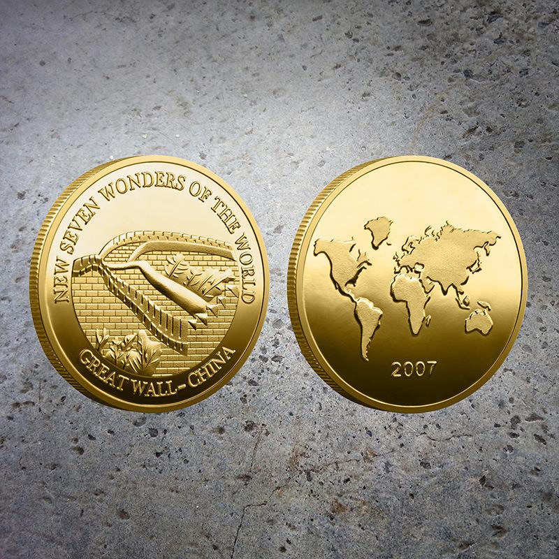 Set of 7 New World Wonders of Architecture CoinsPyramidsThe Great WallThe Taj MahalArcade MedalsCreative Coins