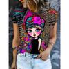 Летняя женская футболка с круглым вырезом, уличная мода, повседневная, с короткими рукавами, с 3D мультяшным принтом, оверсайз, женская одежда