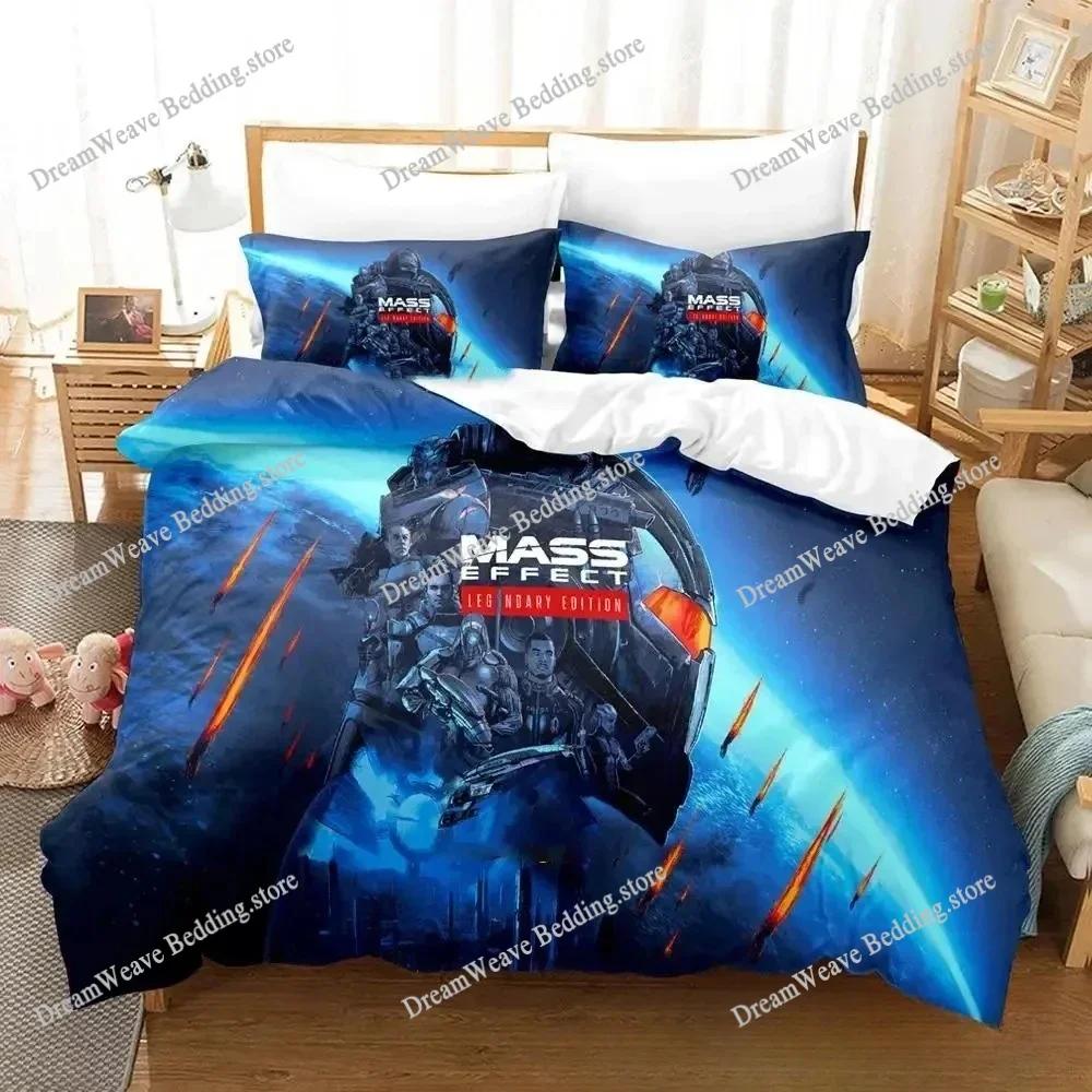 Постельное белье Mass Effect Односпальное Полуторное Двуспальное Евро King Size Комплект для спальни Взрослый Ребенок Пододеяльник Комплекты 3D Печать Игровое Постельное белье Комплект74