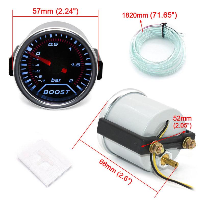 AD 52mm White Backlight Auto Car Turbo Boost Gauge -1~2 Bar Mechanics Turbin Pointer Vac Meter Accessories Turbo Pressure Gauge