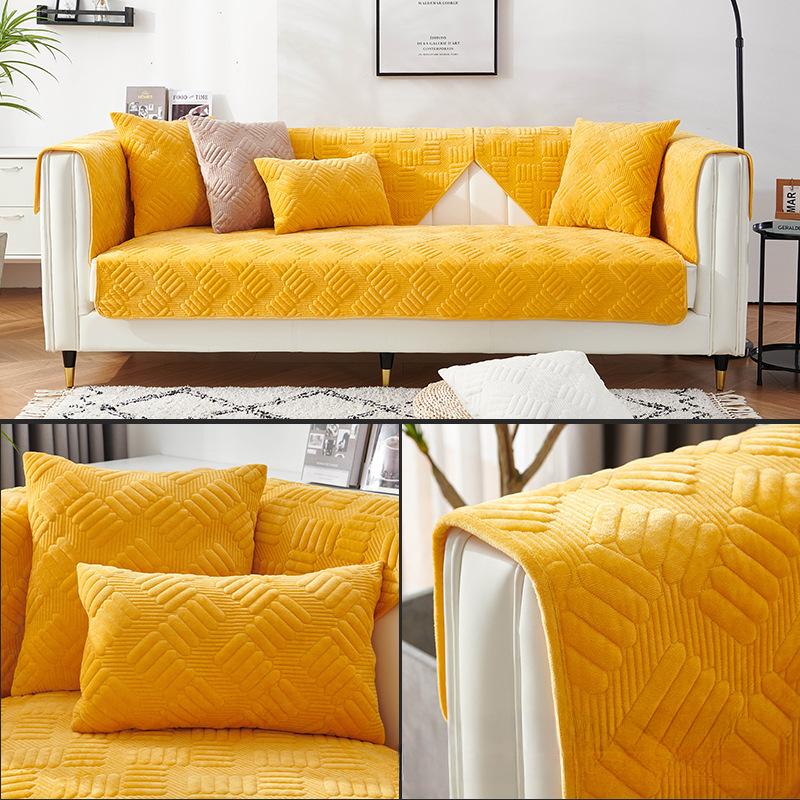 Зимняя плюшевая подушка для дивана, простая современная нескользящая тканевая подушка для дивана, чехол для дивана, чехол
