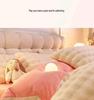 Утолщенный комплект зимнего постельного белья из кроличьего велюра: Пододеяльник из молочного бархата, юбка для кровати из кораллового флиса, двусторонний флис