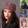 Women Mexican Style Ethnic Vintage Embroidery Flowers Bandanas Red  Print Hat