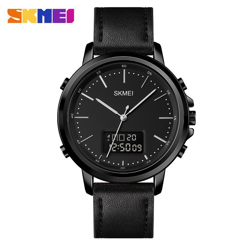 Men's Watch SKMEI Leather Strap 50M Waterproof LED Backlight 1652