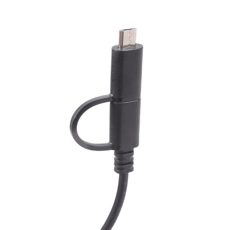 Зарядный шнур с двойным выходом, оснащенный разъемами Type C и USB 5-контактным, со встроенными переключателями для гаджетов 5 В 3 А