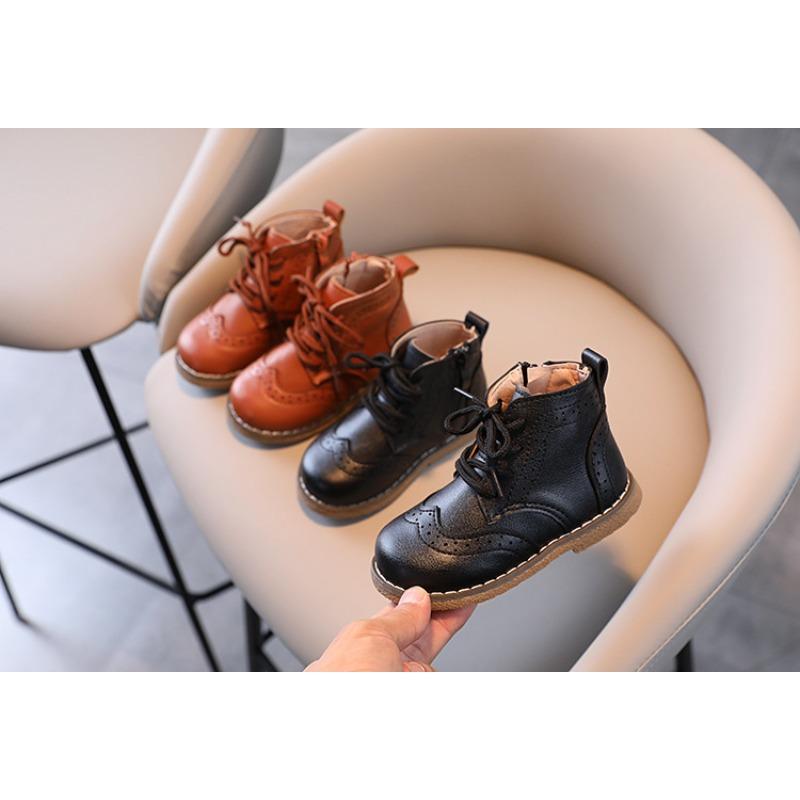 Детские кожаные ботинки в ретро-стиле в британском стиле с высоким голенищем в корейском стиле, одинарные ботинки для девочек, новые осенние кожаные ботинки для мальчиков