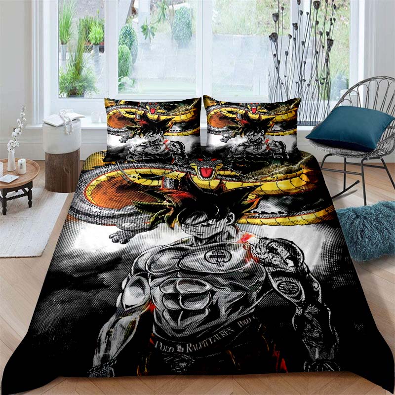 2026 New Dragon Ball Duvet Cover and Pillowcase Bedding Set—Available for Single, Double, Queen, and King-Size Beds.