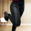 Women's Spring and Autumn Plus Size Leggings PU Leather Splicing Elastic Bottom Pants