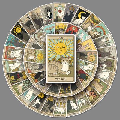 78 Карт Таро Кошки Дудл Персонализированный Креативный Тренд Скейтборд Мобильный Телефон Багаж Водонепроницаемые Наклейки