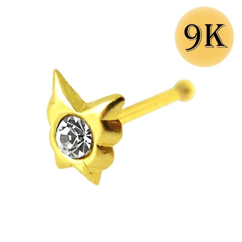 KODY PIERCING Пирсинг из 9-каратного золота, украшенный драгоценными камнями, булавка для носа в форме бабочки - качественный пирсинг