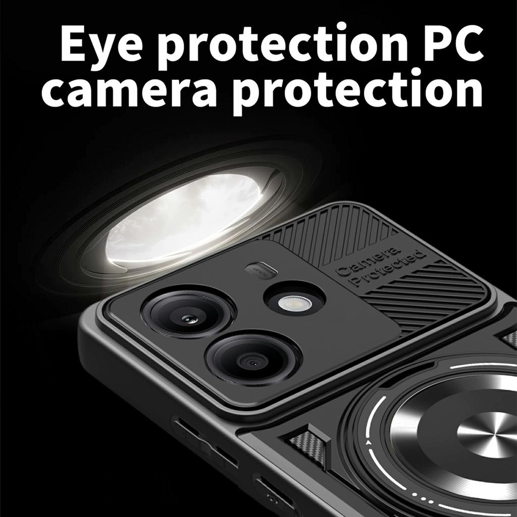 Для Xiaomi Redmi Note 14 4G (163,25 мм) Магнитный чехол с вращающейся подставкой TPU+PC Чехол для телефона