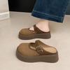 Small Bag Head Half Slippers Women's Wear 2025 New Spring Heightening Platform Shoes Mary Jane Cool Slippers