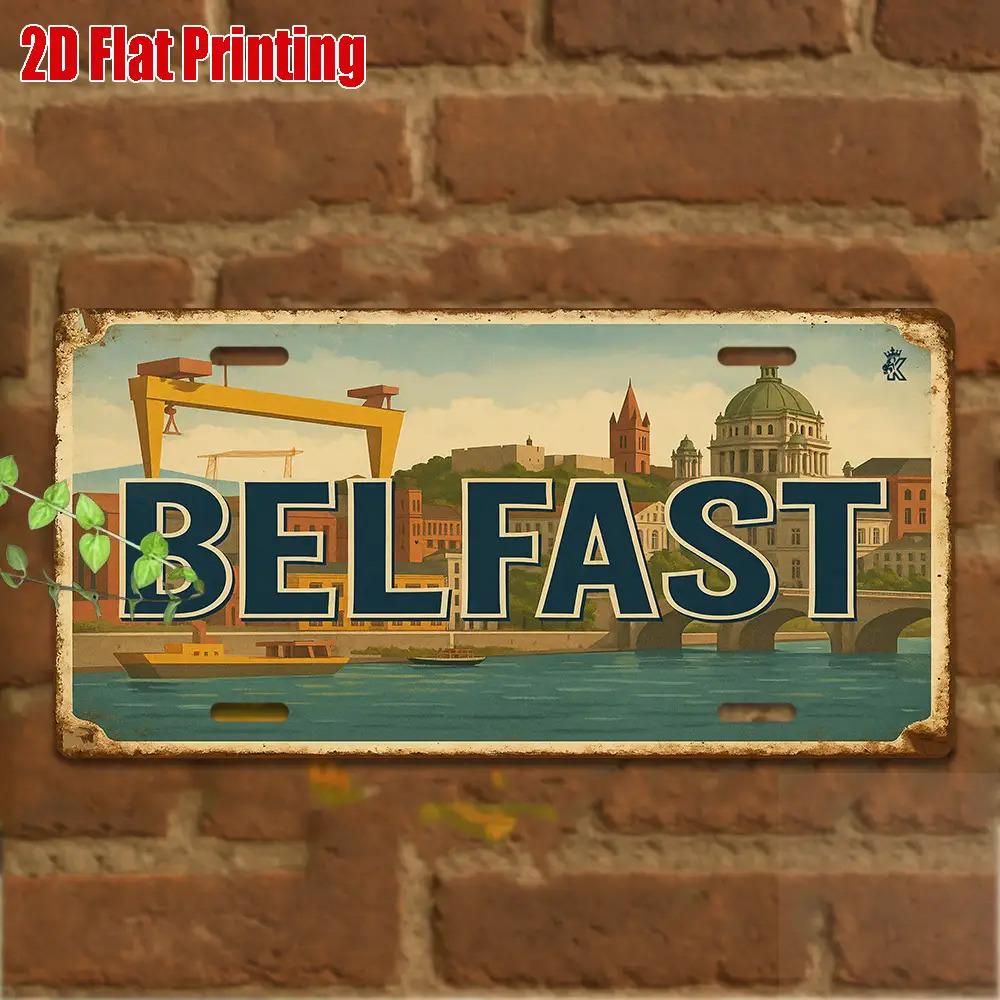D Flat pc Belfast Northern Ireland Metal License Plate Wall Art x Retro IrishThemed Aluminum Sign with Lunderry C