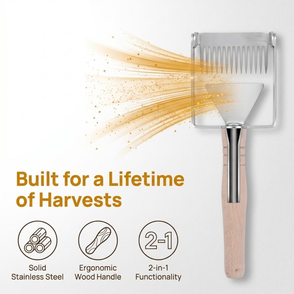 Silver Honey Uncapping Fork Stainless Steel Hive Scraper Tool Honeycomb Scraper Honey Harvesting