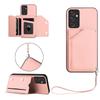 For Samsung Galaxy A54 5G Case Card Holder Kickstand Skin-Touch Phone Cover with Wrist Strap
