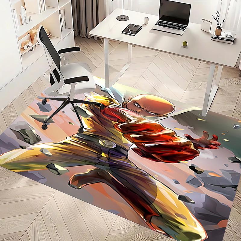 1pc One Punch Man Saitama Print Area Rug - Soft, Washable Non-Slip Indoor Mat, Living Room, Home Office Decorative Rug,Office Decorative
