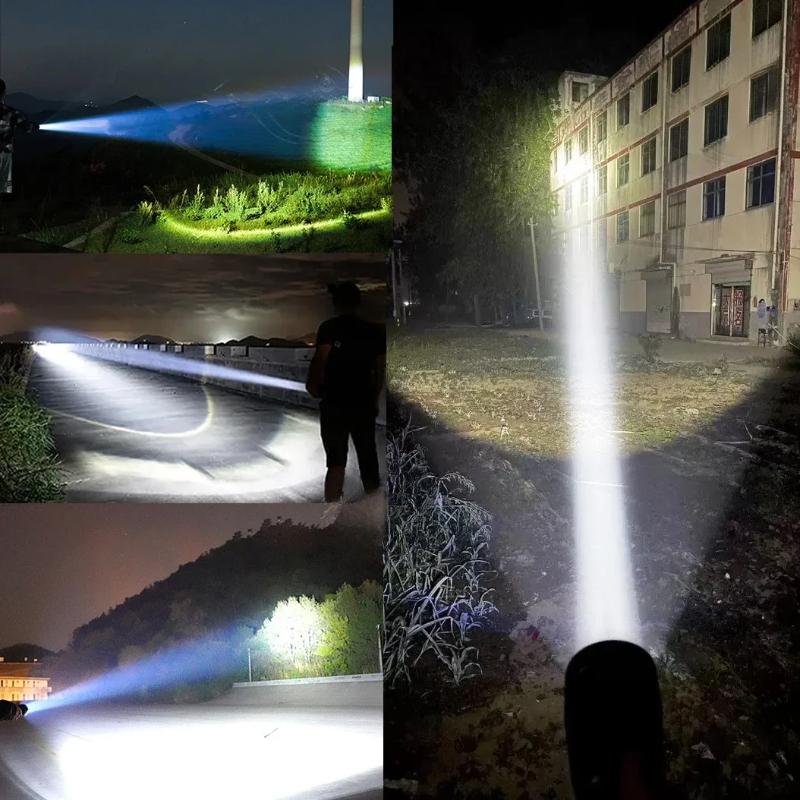 Фонарик большой емкости 15000 мАч, перезаряжаемые светодиодные фонарики высокой мощности, фонарик с зумом, дальнобойный 3000 м, COB-подсветка